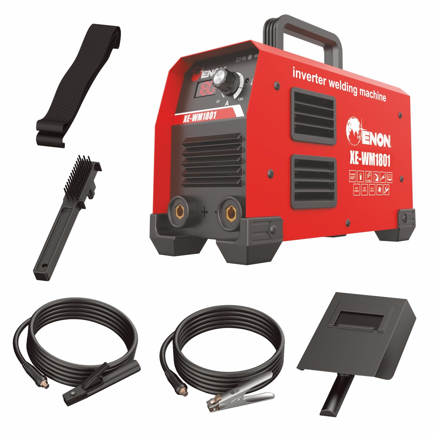 ENON Inverter ARC Welding Machine 180A (Advanced IGBT) 8300W Power Welder, Hot Start, Anti-Stick, Portable DIY Welder Machine, Welding Machine for Home Use (XE-WM1801) ENON Inverter ARC Welding Machine 180A (Advanced IGBT) 8300W Power Welder, Hot Start, Anti-Stick, Portable DIY Welder Machine, Welding Machine for Home Use (XE-WM1801)